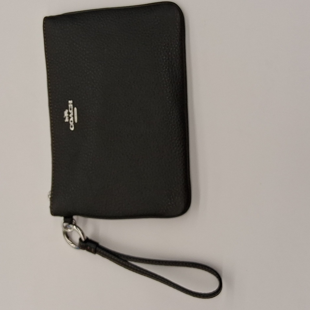 Large Coach Black Leather Wristlet